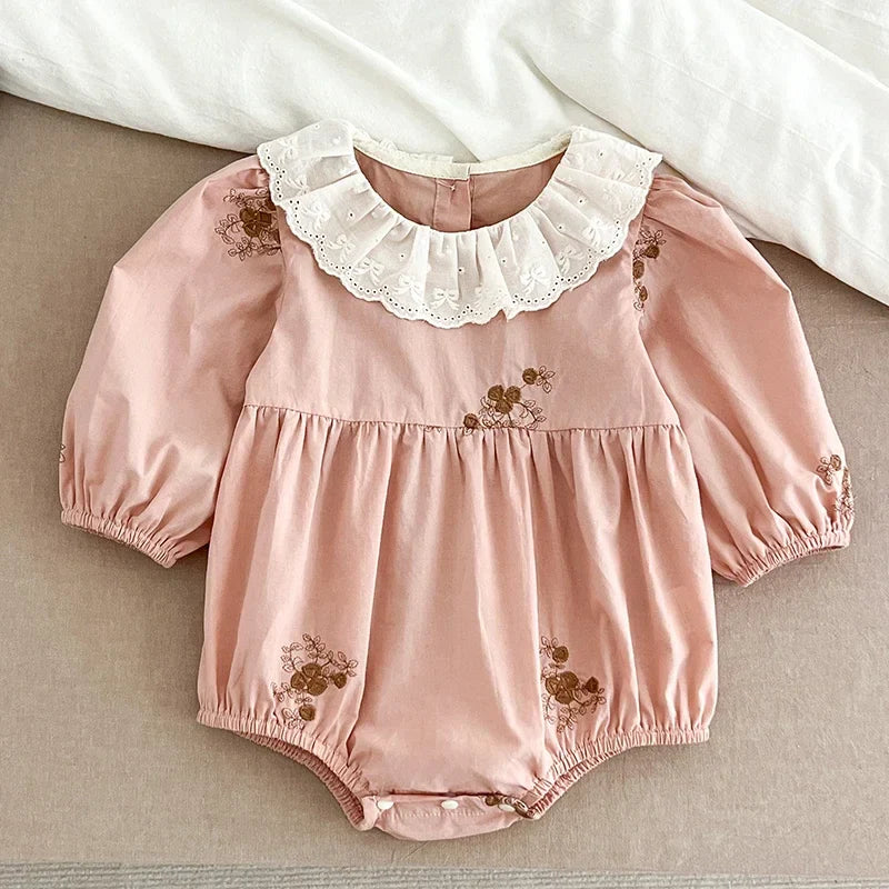 Lace Collar Flower Romper