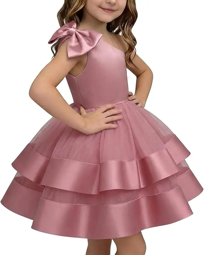 Toddler Baby Girl Pageant Dress Girls Flower Girl Dress Sleeveless One Shoulder Birthday Party Formal Prom Dress