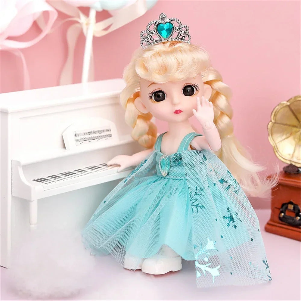 16cm 1/12 Girl Princess Doll BJD Doll with Clothes Shoes Movable 13 Joints Cute Sweet Face Child Gift DIY Dress Up Toys for Kids