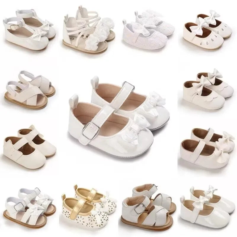 White Shoes for Baby Girl 0-18M Girl Soft Sole Princess Shoes Formal Wedding Birthday Party Toddler