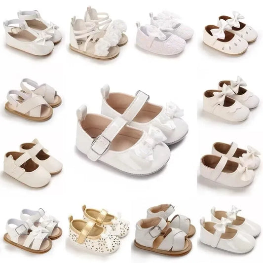 White Shoes for Baby Girl 0-18M Girl Soft Sole Princess Shoes