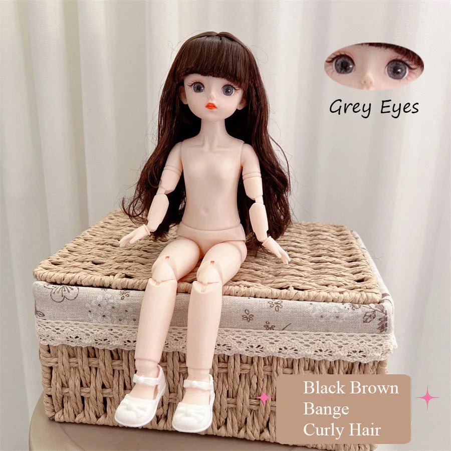 BJD Doll Nude Haploid Multiple Removable Joints 30cm 1/6 3D Grey Green Purple Blue Attractive Eyes Doll Girls Birthday Gift Toy