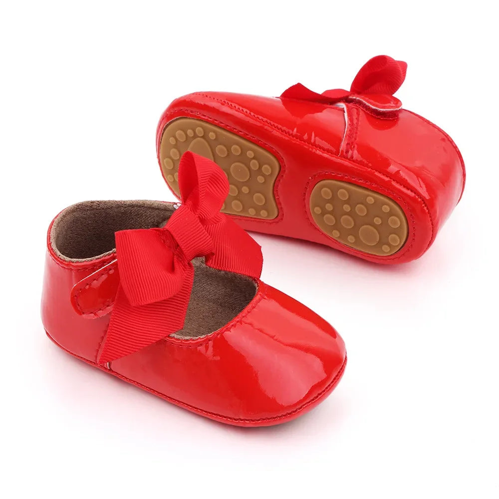 PU Princess Baby Girl Shoes for Newborn for Birth Big Bow Wedding first Walker PU Leather Toddler Girl Shoes 1 Year
