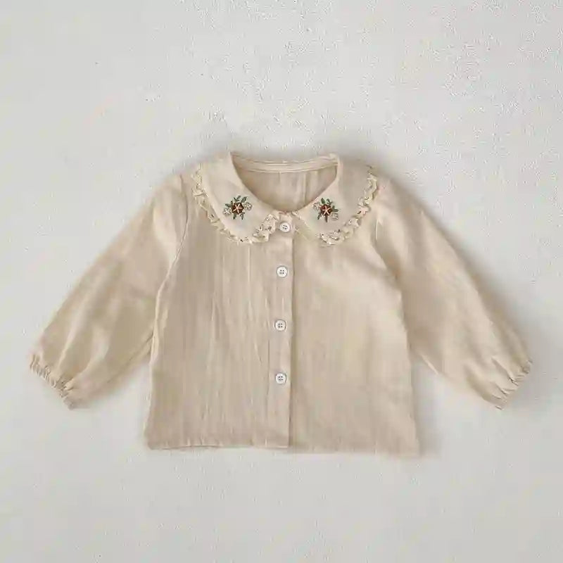 Melina Embroidered Doll Collar Long Sleeved Top