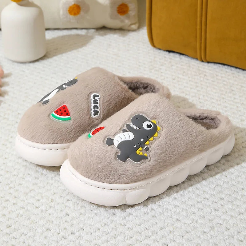 Nilda Cartoon Dino Warm Soft Cotton Slippers Ages 4-12