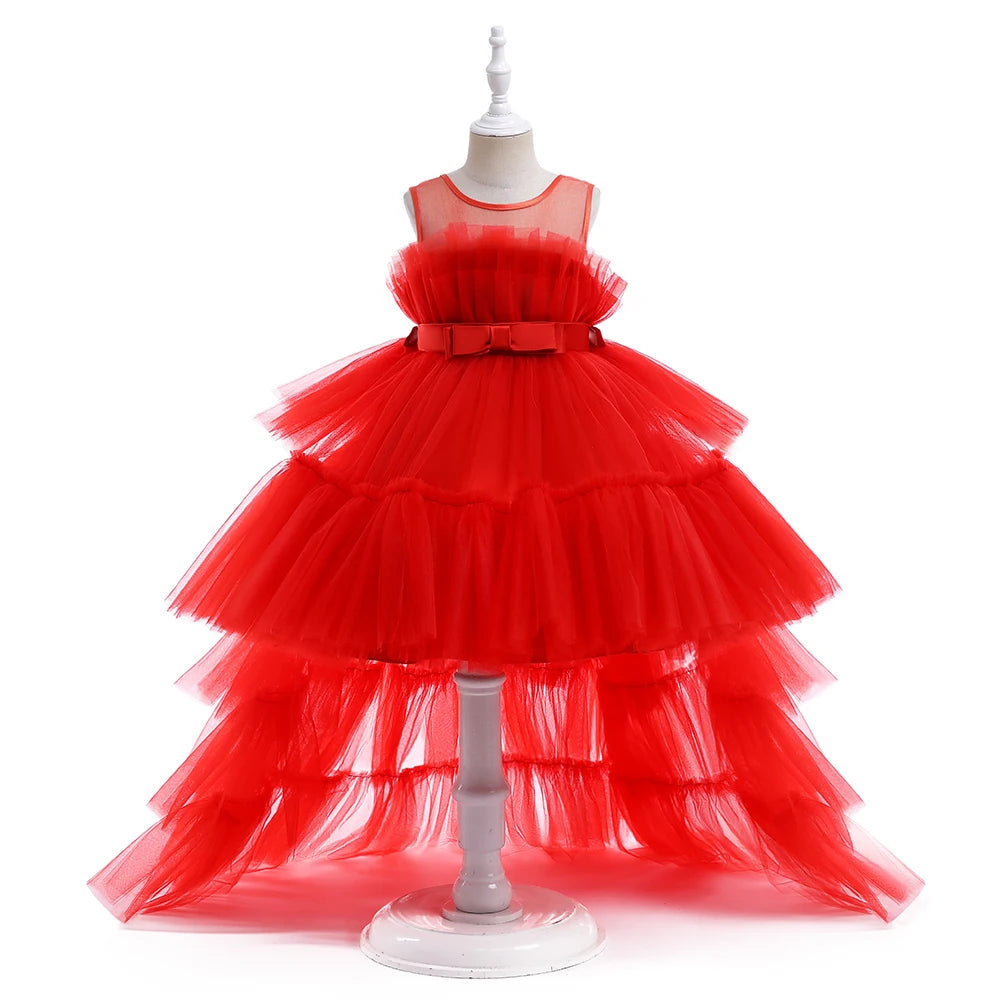 Summer Baptism Bridesmaids Party Baby Girls Dresses Tulle Trailing Wedding Birthday Princess Dress