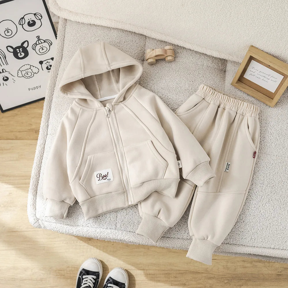 IYEAL Winter Fleece Two-Piece Set for Boys