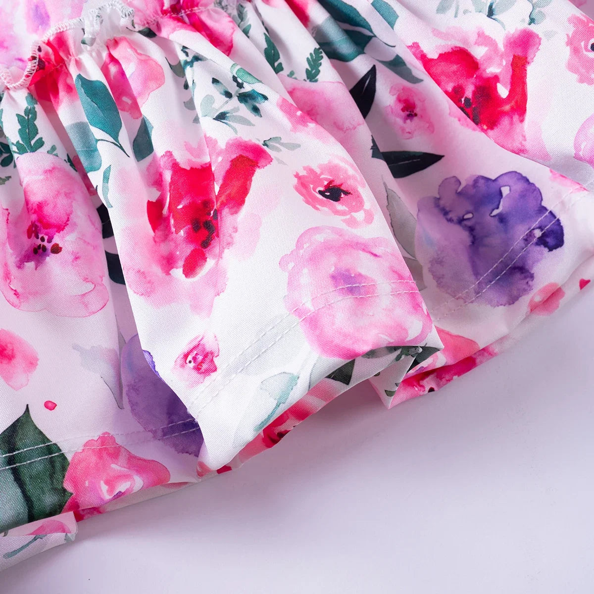 Summer Girls New Flying Sleeve Dress Floral Print Skirt