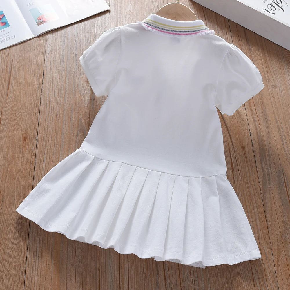 Toddler Girls' Dress Ages 2-6 Yellow Collared Summer Cotton Clothes Casual Outfit