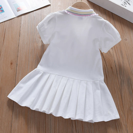 Toddler Girls' Dress Ages 2-6 Yellow Collared Summer Cotton Clothes Casual Outfit