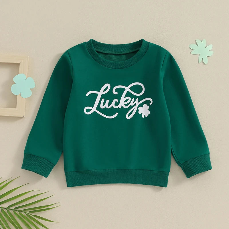 Giulia Baby Girl Day Outfit Sweatshirt Lucky Clover Long