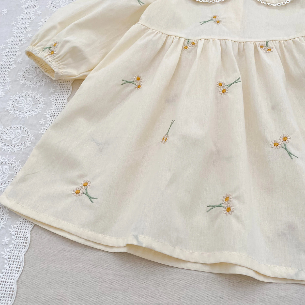Spring Clothes Pastoral Baby Girls Dress Autumn Embroidery Cotton Floral Doll Dress