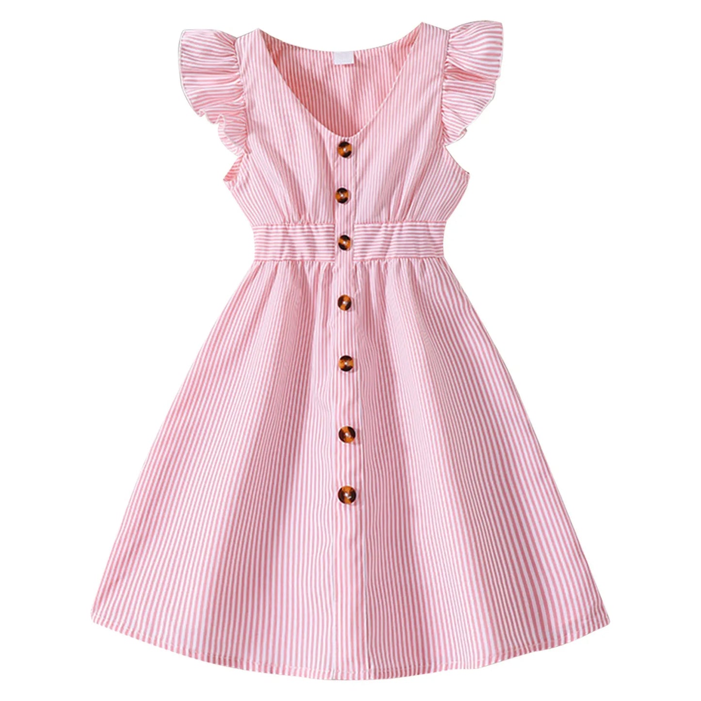 Ivy Summer Dress Age 6 - Striped Flying Sleeve Dress for girls