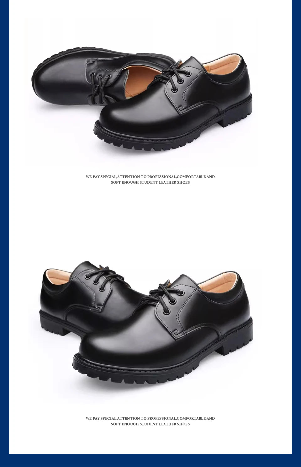 Soft Bottom School Shoes for Boys Middle School Student British Black