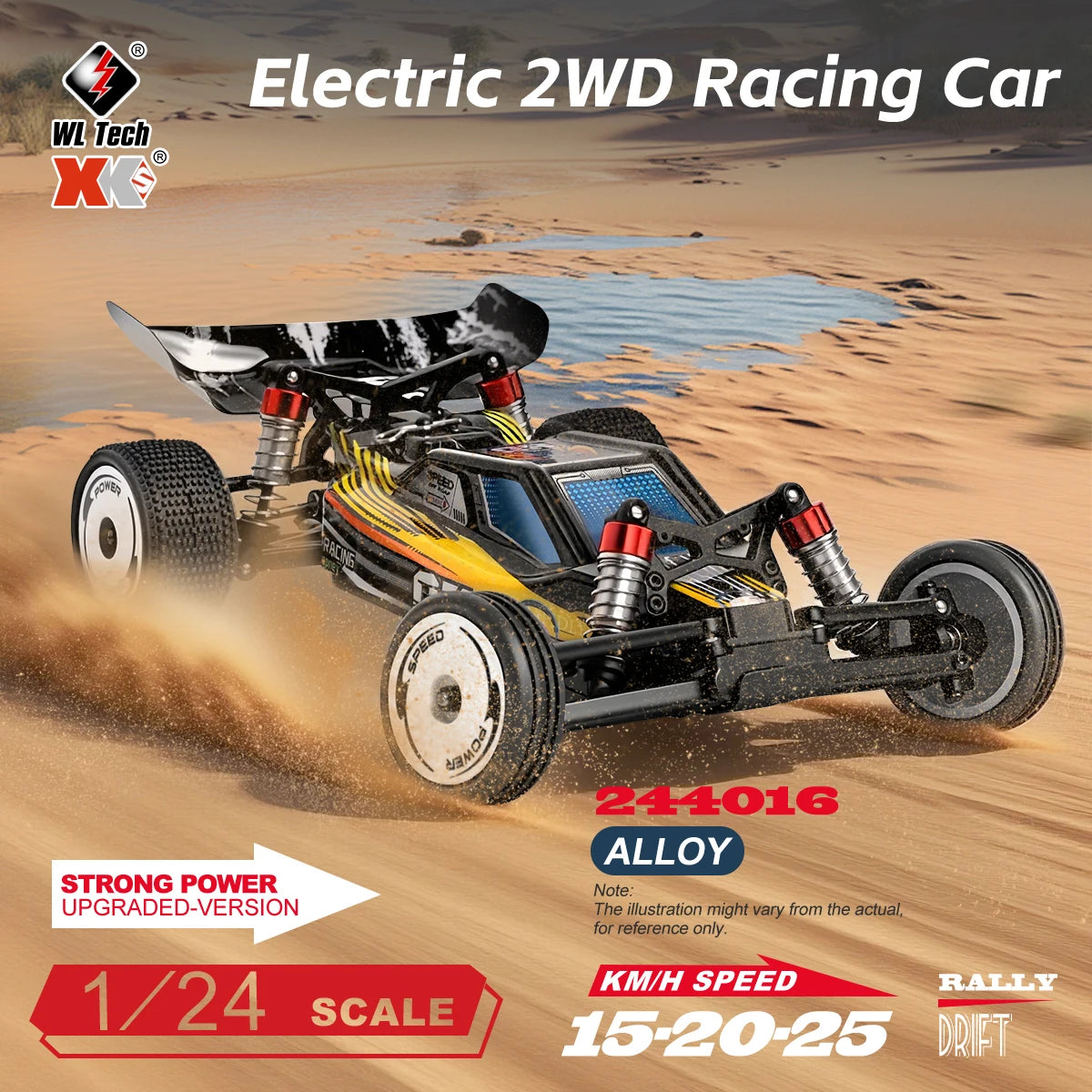 WLtoys 244016 High-Speed Car, Proportional 1:24, High-Quality Remote-Controlled RC Car, Two-Wheel Drive, Toy and Racing Boy Gift