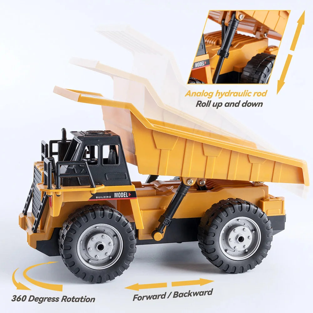 2025 New 4WD Remote Control RC Alloy Dump Truck Car Engineering Vehicle Radio Control Remote Control Car Toys Children's Gifts