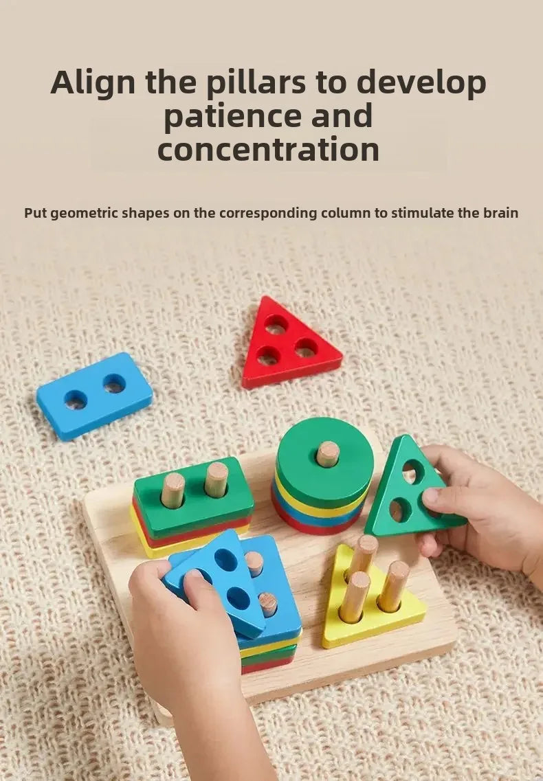 Montessori Wooden Sorting Stacking Toys for Toddlers