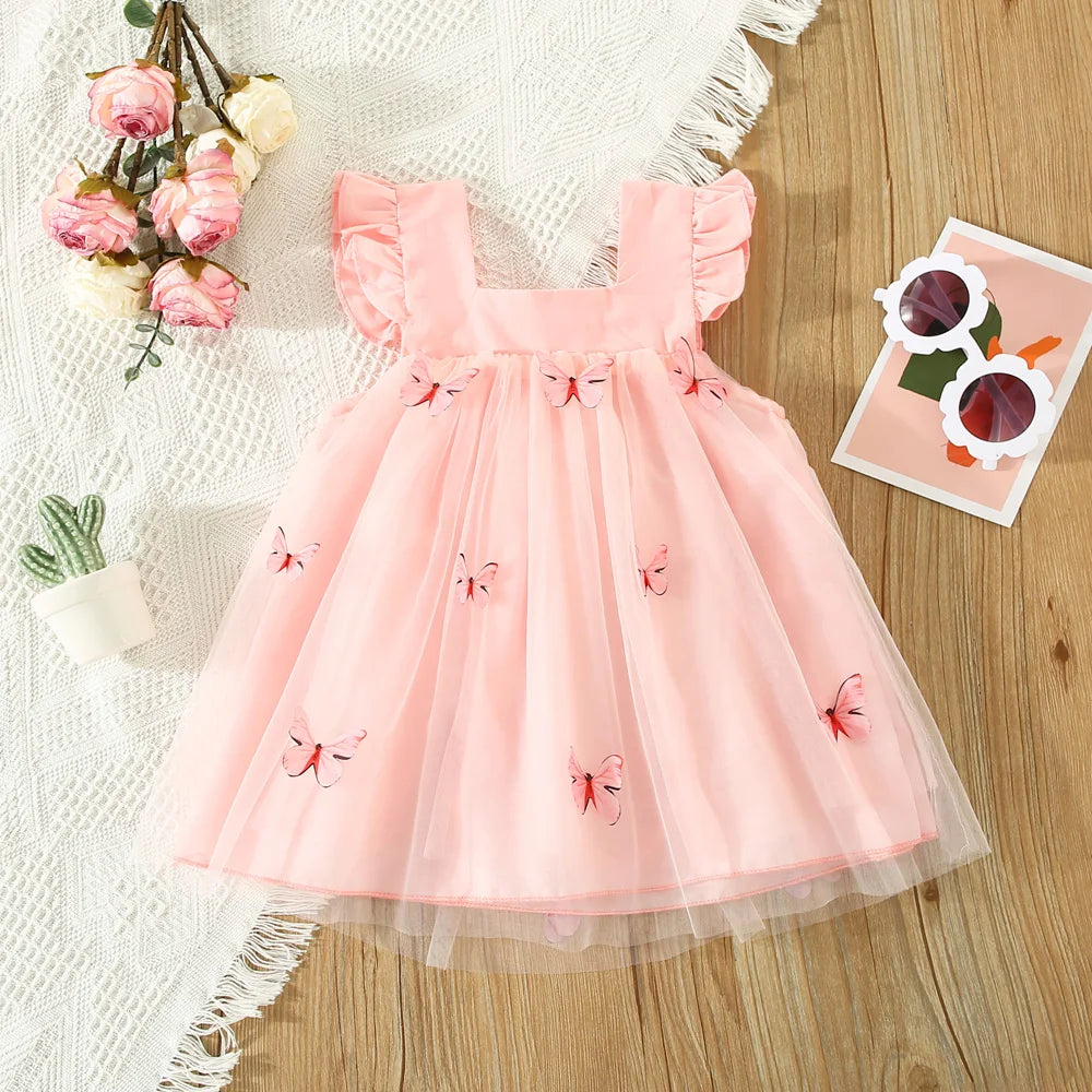Summer Baby Girl Dress Girls Green Butterfly Mesh Princess Dress