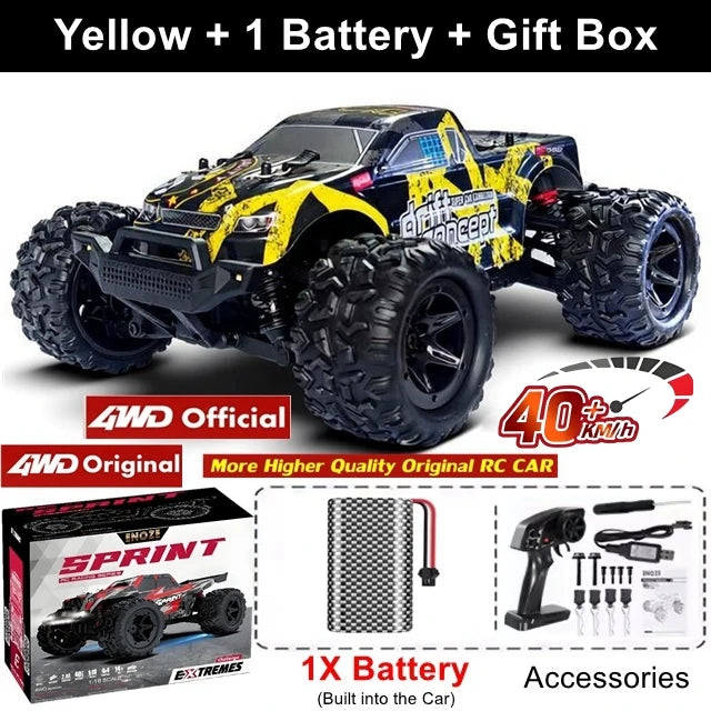 Remote Control Car 4X4 Off Road Monster Truck All Terrain RC Cars 40KPH High Speed 4WD Electric Vehicle Toy Gift for Kid Adult