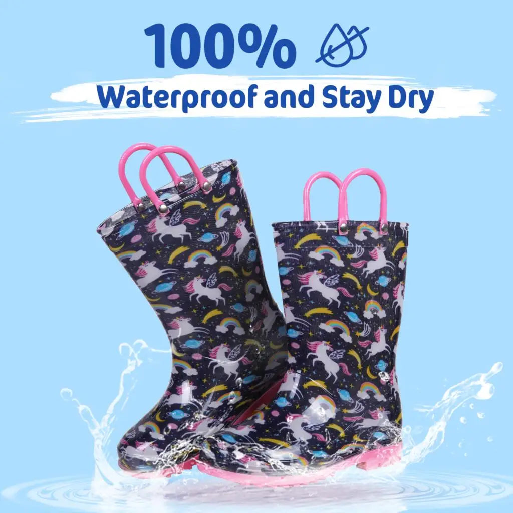 Quinn Evshine Kids Waterproof Rain Boots for Boys and Girls