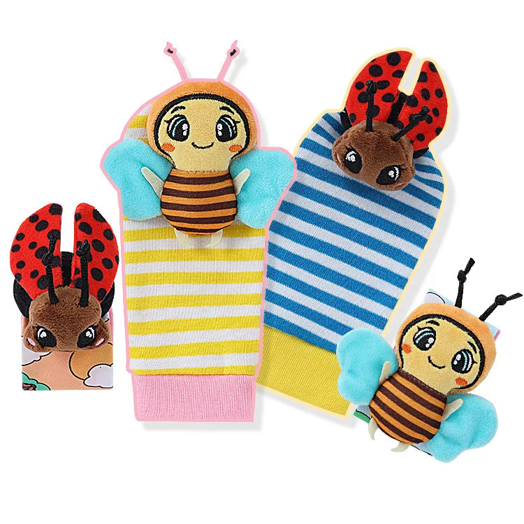 Baby Wrist Rattles Socks Newborn Animal Socks Infants Foot Finder 0-12 Months