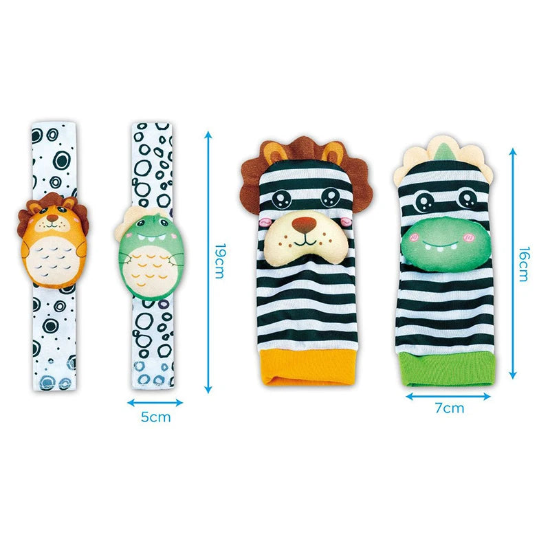 Baby Wrist Rattles Socks Newborn Animal Socks Infants Foot Finder 0-12 Months