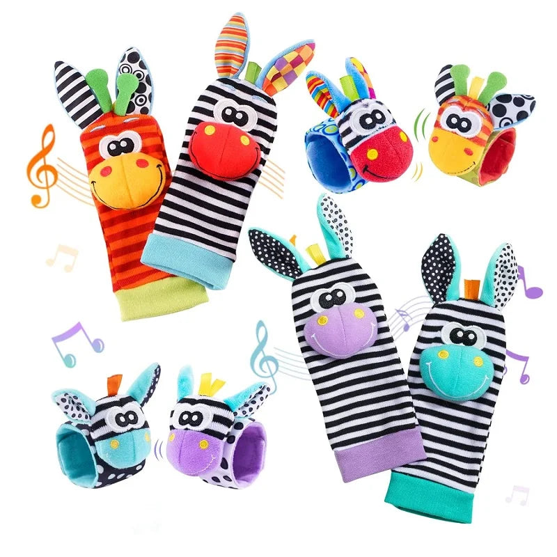 Baby Wrist Rattles Socks Newborn Animal Socks Infants Foot Finder 0-12 Months