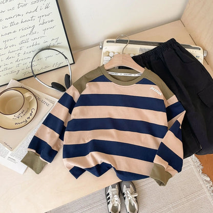 Matthew Striped Contrast Cotton Tees - GuGuTon baby store - Baby Fashion - Toddlers Outfits - Babies Outfits - Toddler Clothes - Kids Clothing - Newborn Clothes - Newborn Wear - Kids Wear - Trending Clothes - Trending Outfits - Fall Fashion - Winter Fashion - Girls Clothes - Boys Clothes - Babies Wear - Kids Accessories - KidsWear - Summer Clothes - Summer Fashion - Summer Trend - Falls Sweaters - Tops - Bottom - Jeans - Blouse - Dresses - Newborn Dresses - Toys