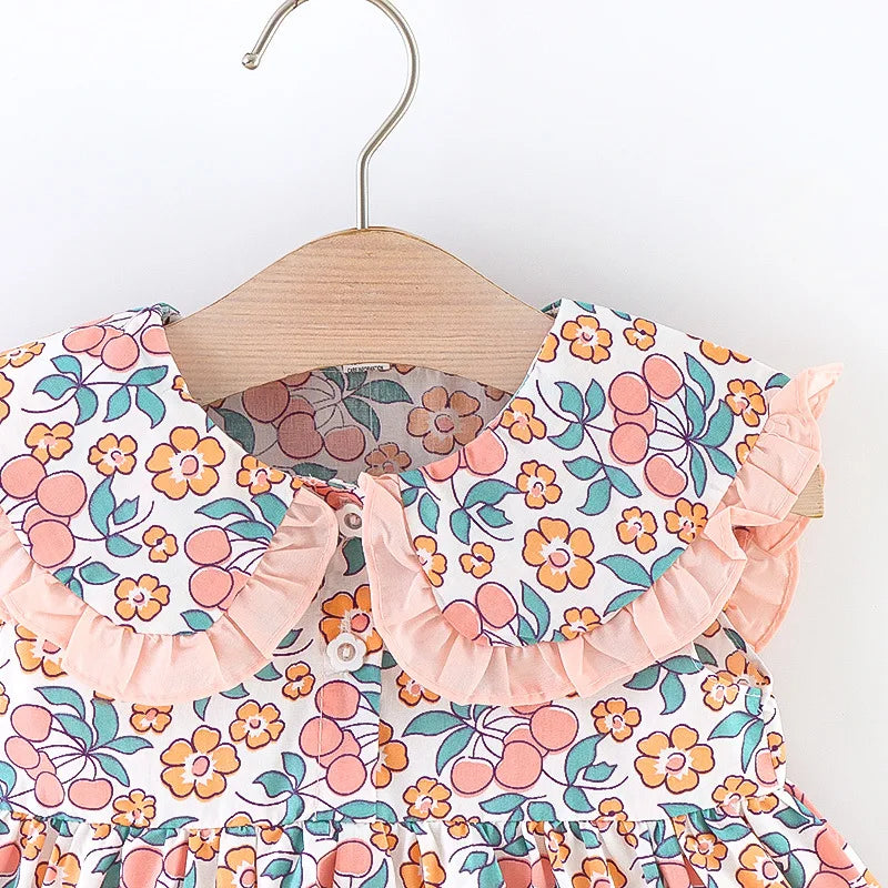 Skye Toddler Girls Floral Dress - Summer Navy Collar Style
