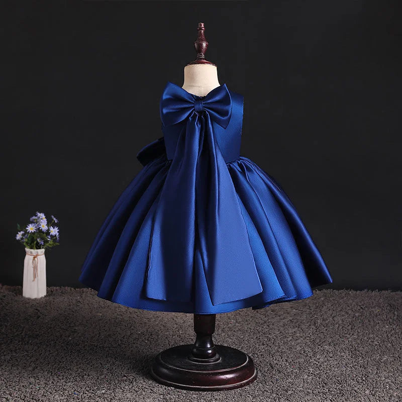 Girls Bow Princess Dresses Kids Baptism Evening Tutu Baby Birthday Party