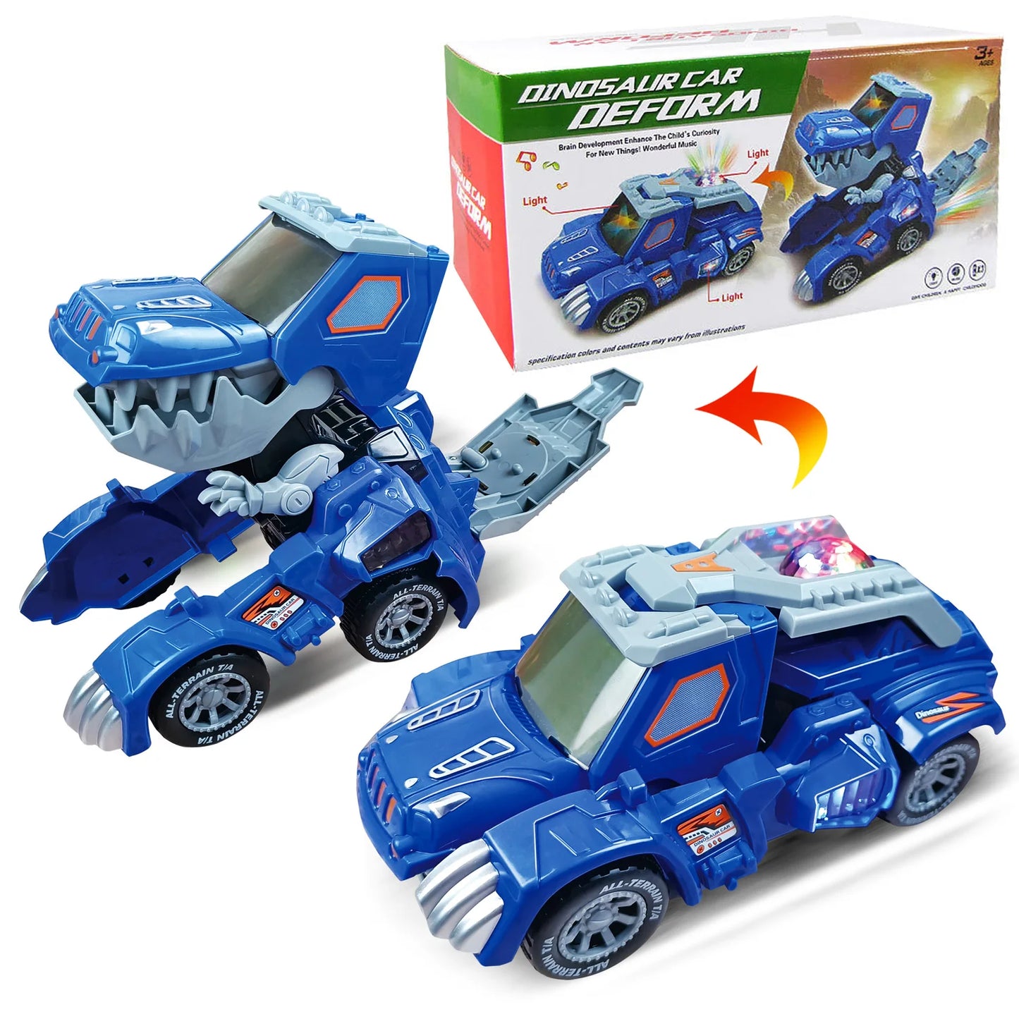 Transforming Dinosaur Car Toy for Kids 4-6 Years