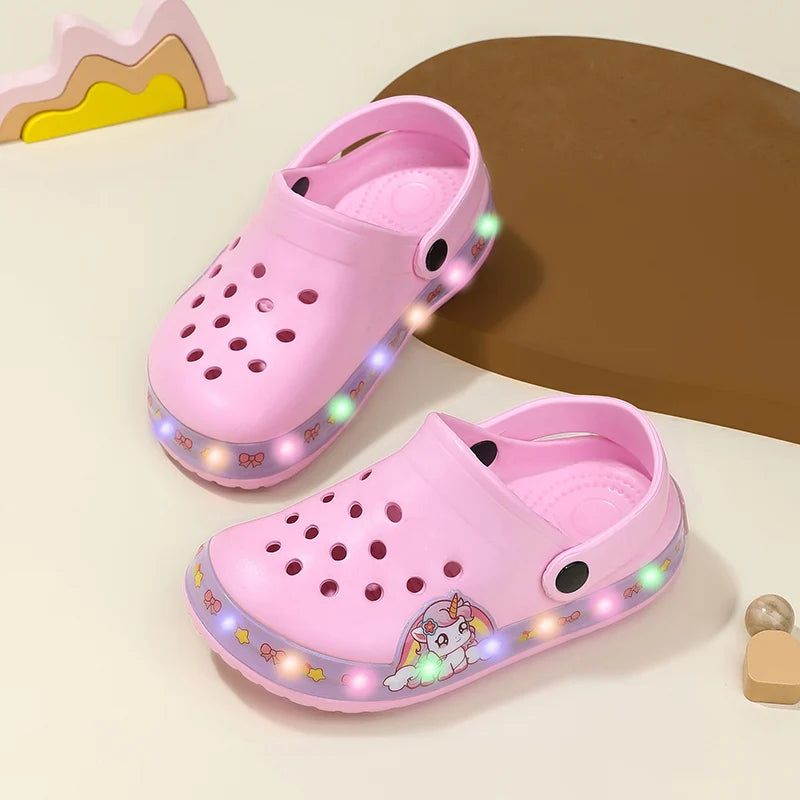 Pink Summer Kids Sandals with Cartoon Print