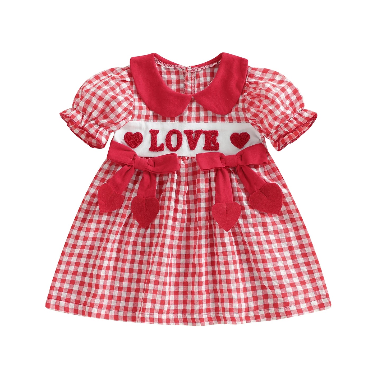 Valentine's Day Dress for Girls with Heart Embroidery