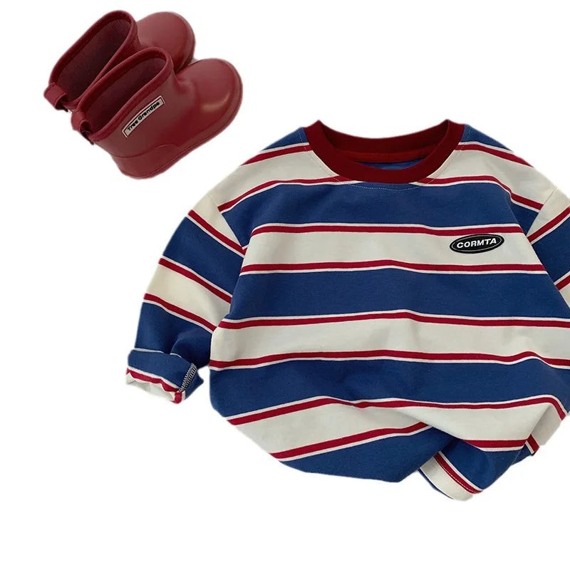 Luke Stripe Cotton Long Sleeves Tees