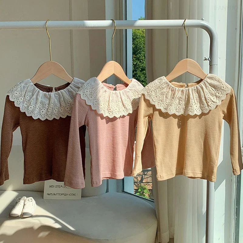 Korean Kids Ruffled Edge Knitwear Tops
