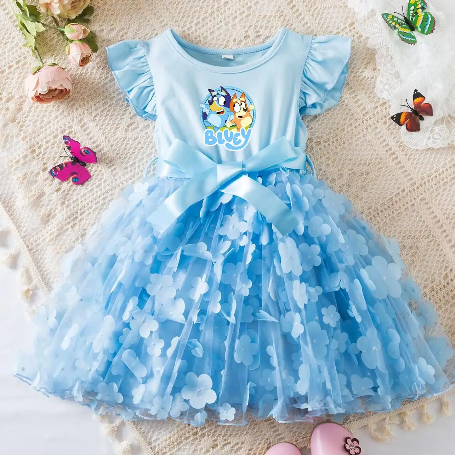 Girls Summer Dress with Butterfly for Ages 2-6