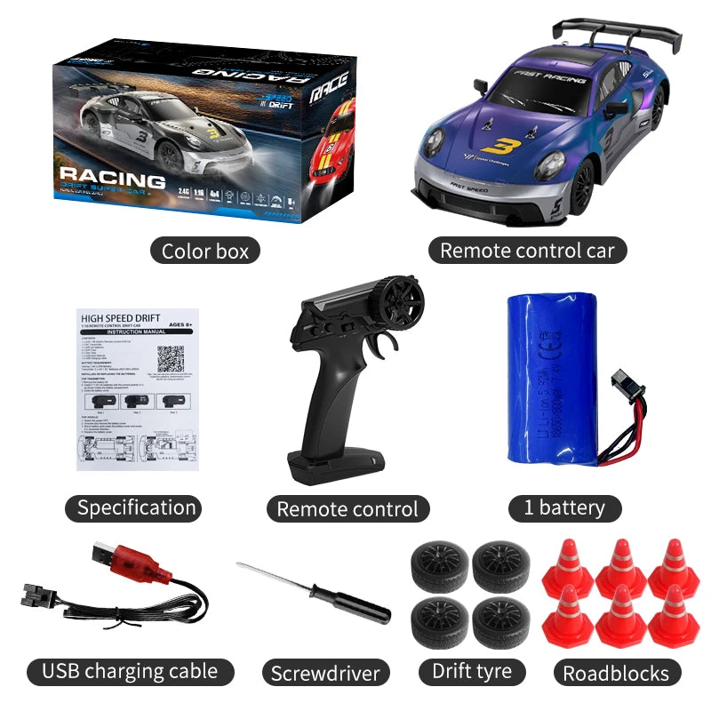 KF28 1:16 4WD RC Rally Car 2.4G High Speed Remote Control Racing Car with Full Proportional Throttle & Steering — Great Gift for