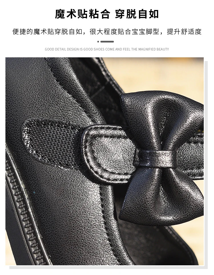 Girls' Shoes, Genuine Leather, Children's Princess Shoes, 2026 Spring and Autumn New Black Performance Shoes, Little Girls' Blac