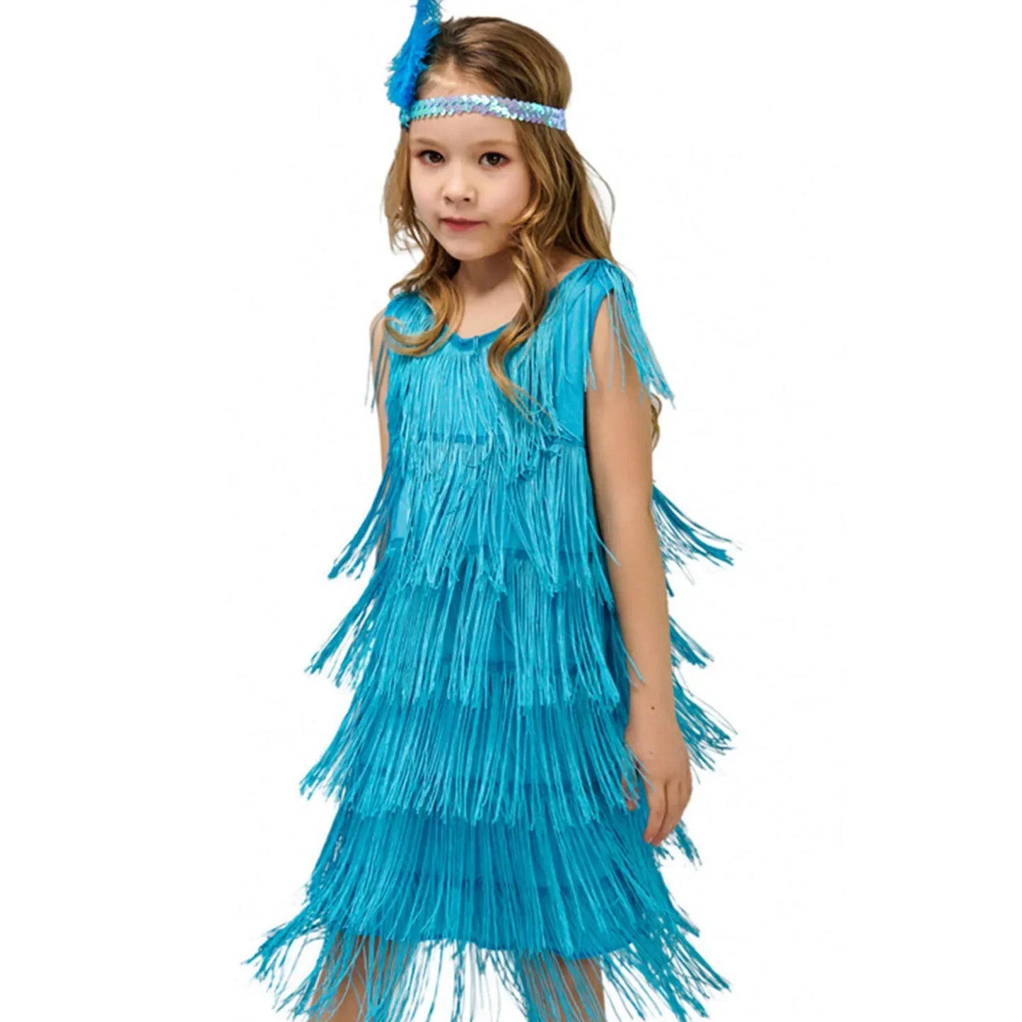 Short Sleeve Dress Girl Girls Flapper Dress Sequins Fringe Latin Dance Dress Tassel Tango Dress Tight Dress for Girl