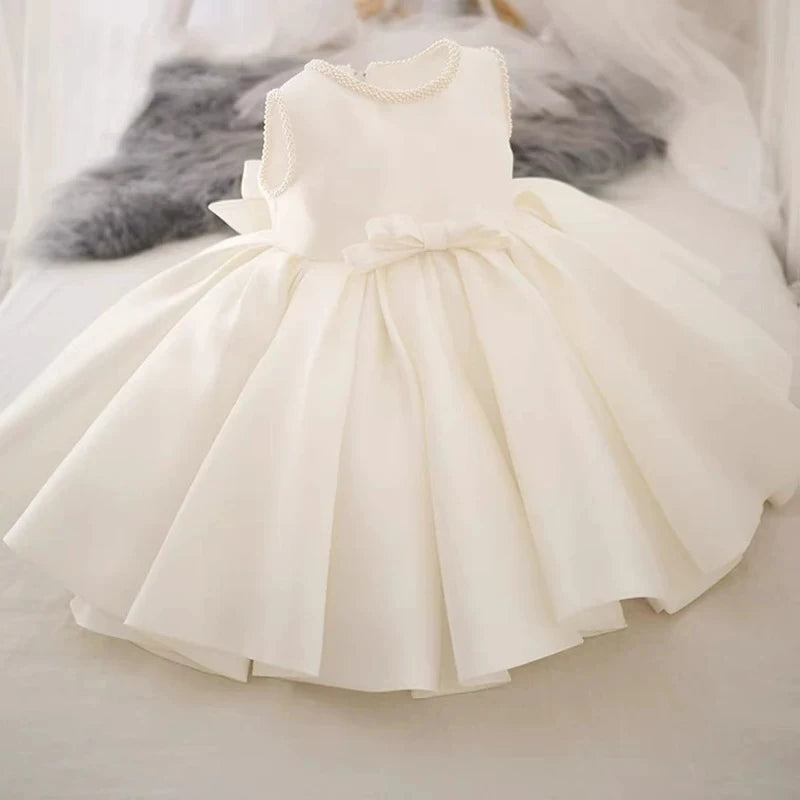 Baby Girl Dress For 1st Birthday, Piano Performance In White  Princess Dress