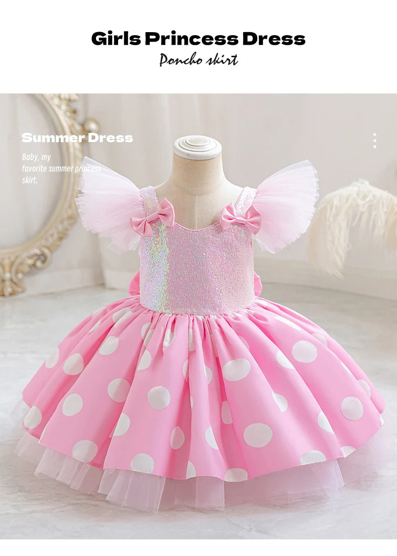 Girls' Princess Dress, Baby's First Birthday Tutu Dress, Flower Girl Wedding Dress