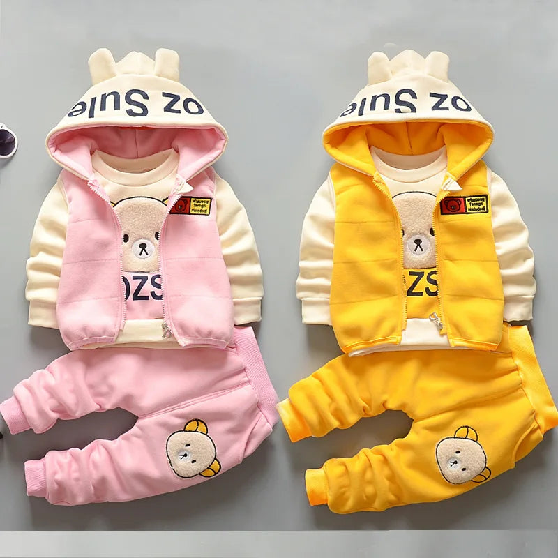 Winter Cartoon Set for Boys: Hooded Jacket and Pants