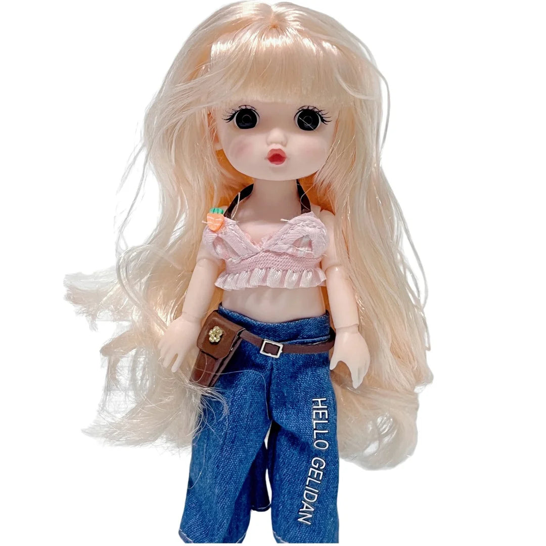 1/12 15-17cm BJD Dolls Cute Princess Dress Up Doll 13 Movable Joint 3D Eyes Toy Kids Doll Toys for Girls Birthday Xmas Gifts