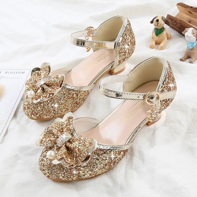 Girls' High Heels Princess Shoes Children's Crystal Showway Performance Shoes