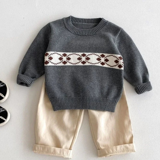 Liam Baby Boy Jacquard Retro Sweater