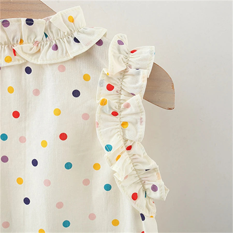 Cotton Dress for Baby Girl Heart Shaped Button Colorful Dress