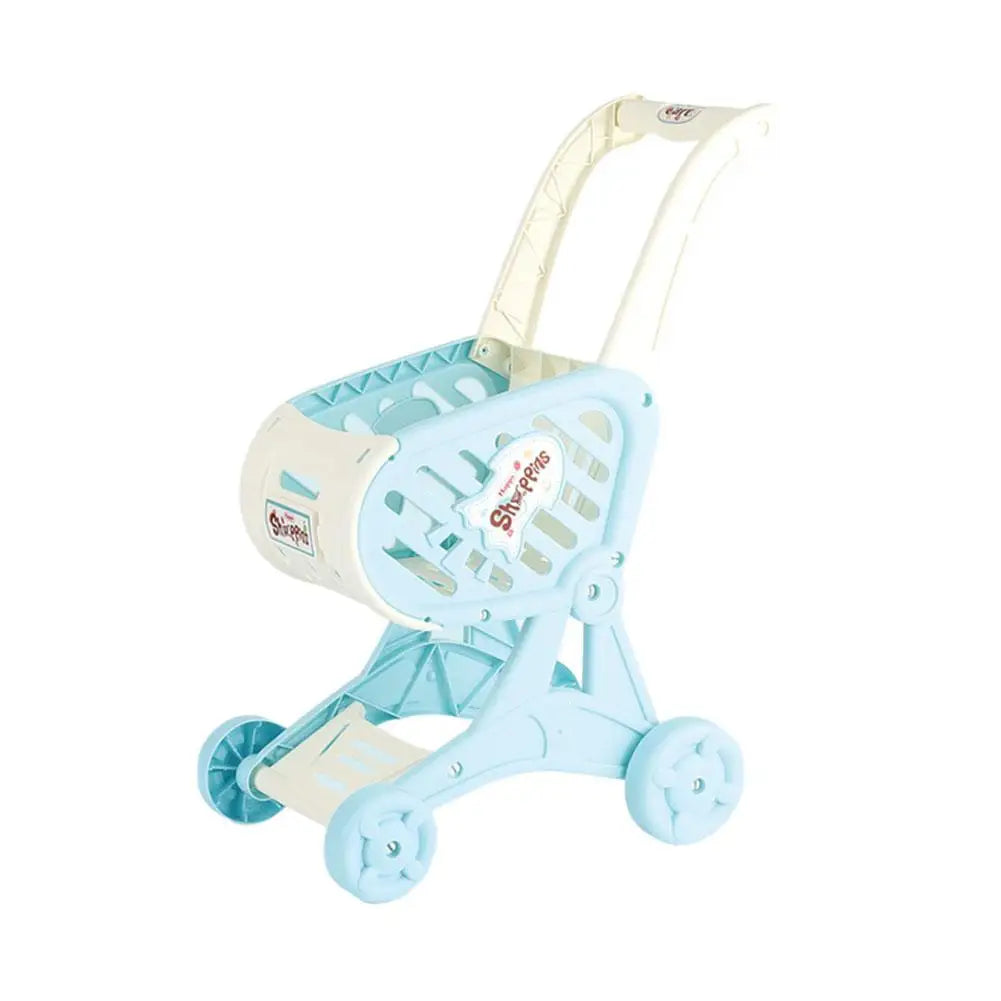 Shopping Cart Toy Baby Small Trolley Children Play House Fruit Cut Music Kitchen Supermarket