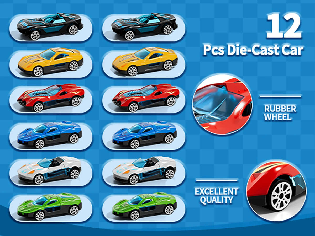 Dinosaur Truck Toy Set with Die-Cast Racing Cars for Kids