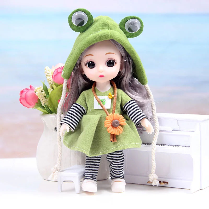 17CM Movable Joint Doll Girl Dress Up Dollhouse Makeup DIY Toys Cute Safety Baby 3D Doll Babies Toddler Princess Beautiful Gift