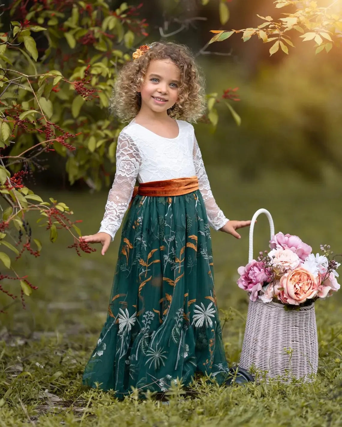 Children Girls Wedding Dress Crochet Lace Embroidery Kids Clothing Wear
